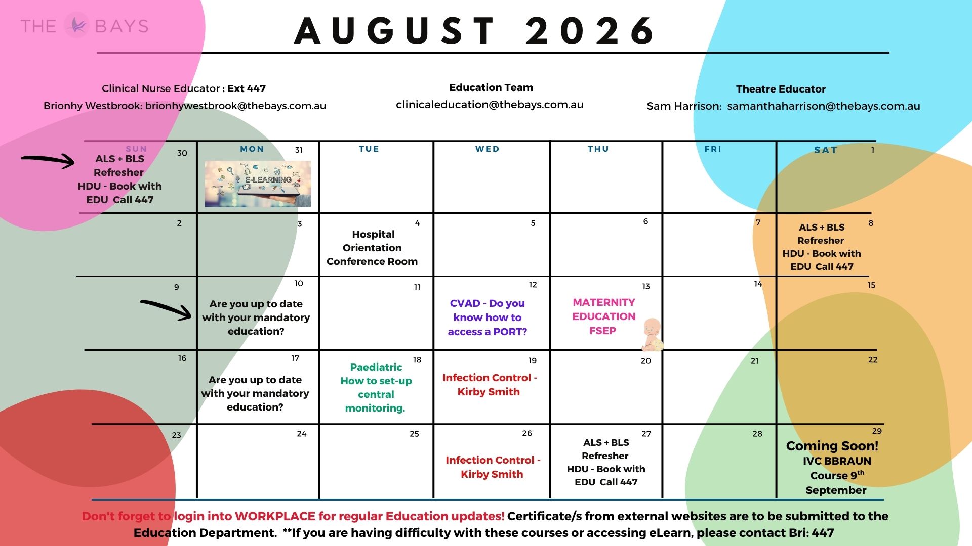 August Education Calendar