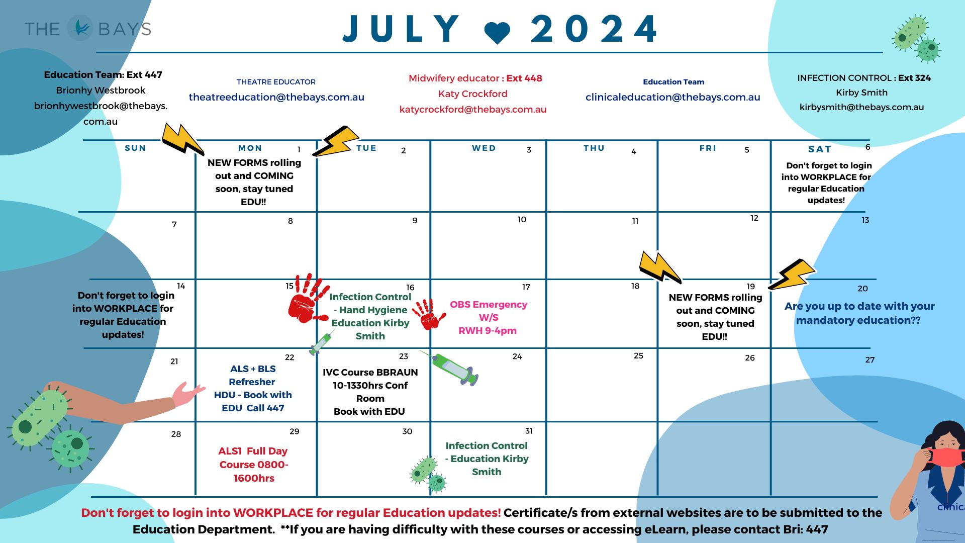 July Education Calendar 