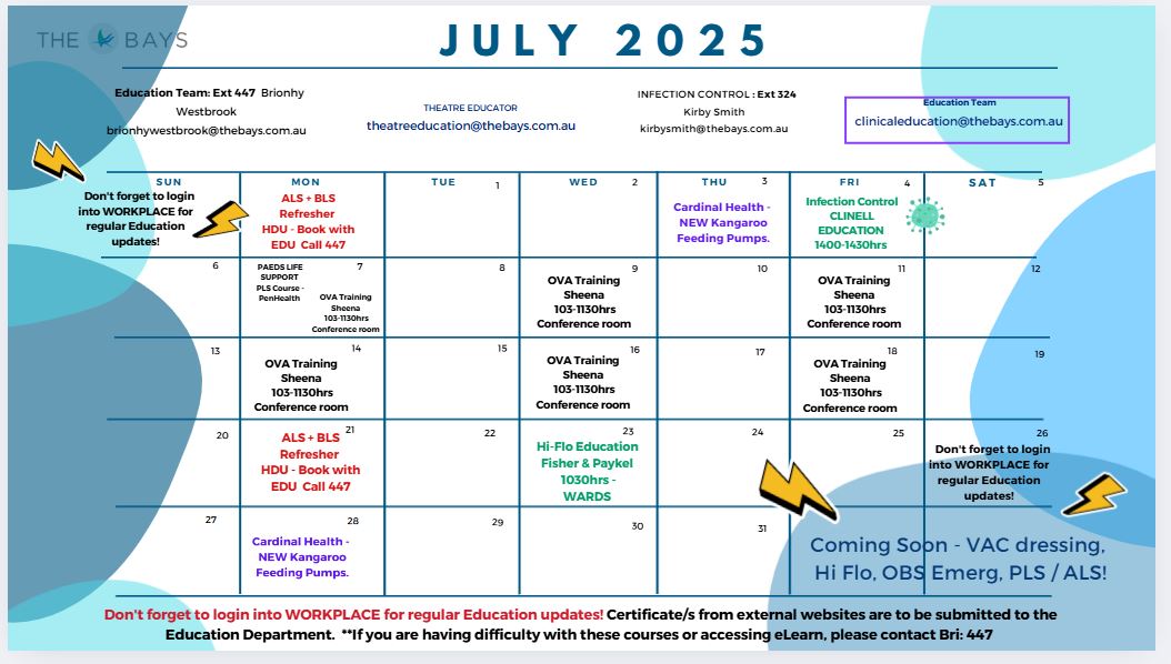 July Education Calendar 